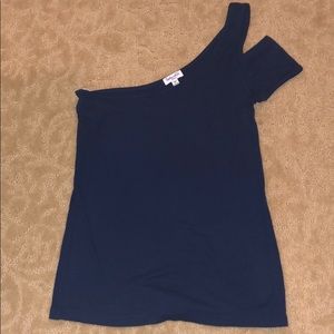Splendid one shoulder navy tee shirt